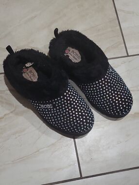 BOBS Skechers Black Rhinestone Slip-On Women's Slippers